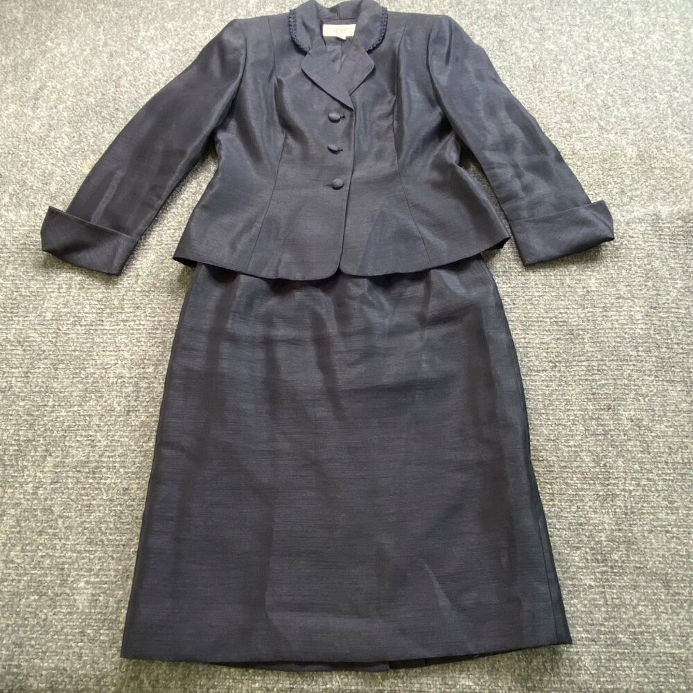 Le Suit Suit Set Womens 4 Petite Navy Tailored Jacket‎ Professional Business